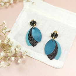 boucles d'oreilles en cuir upcyclé collection "demoiselle"