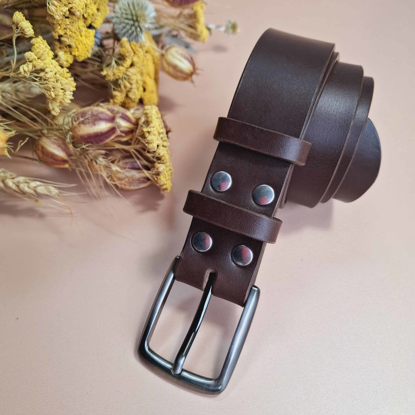 Ceinture cuir marron foncé
