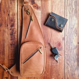 Sacoche holster en cuir marron clair