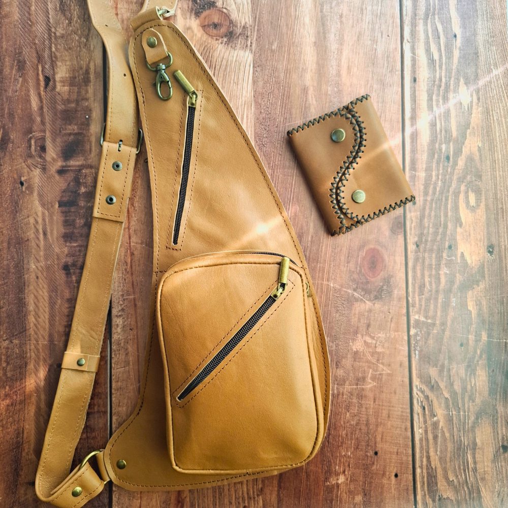 Sacoche holster cuir beige