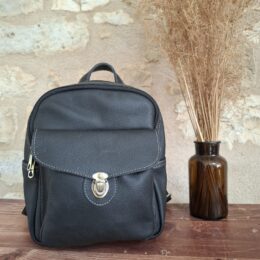 petit sac à dos en cuir noir convertible