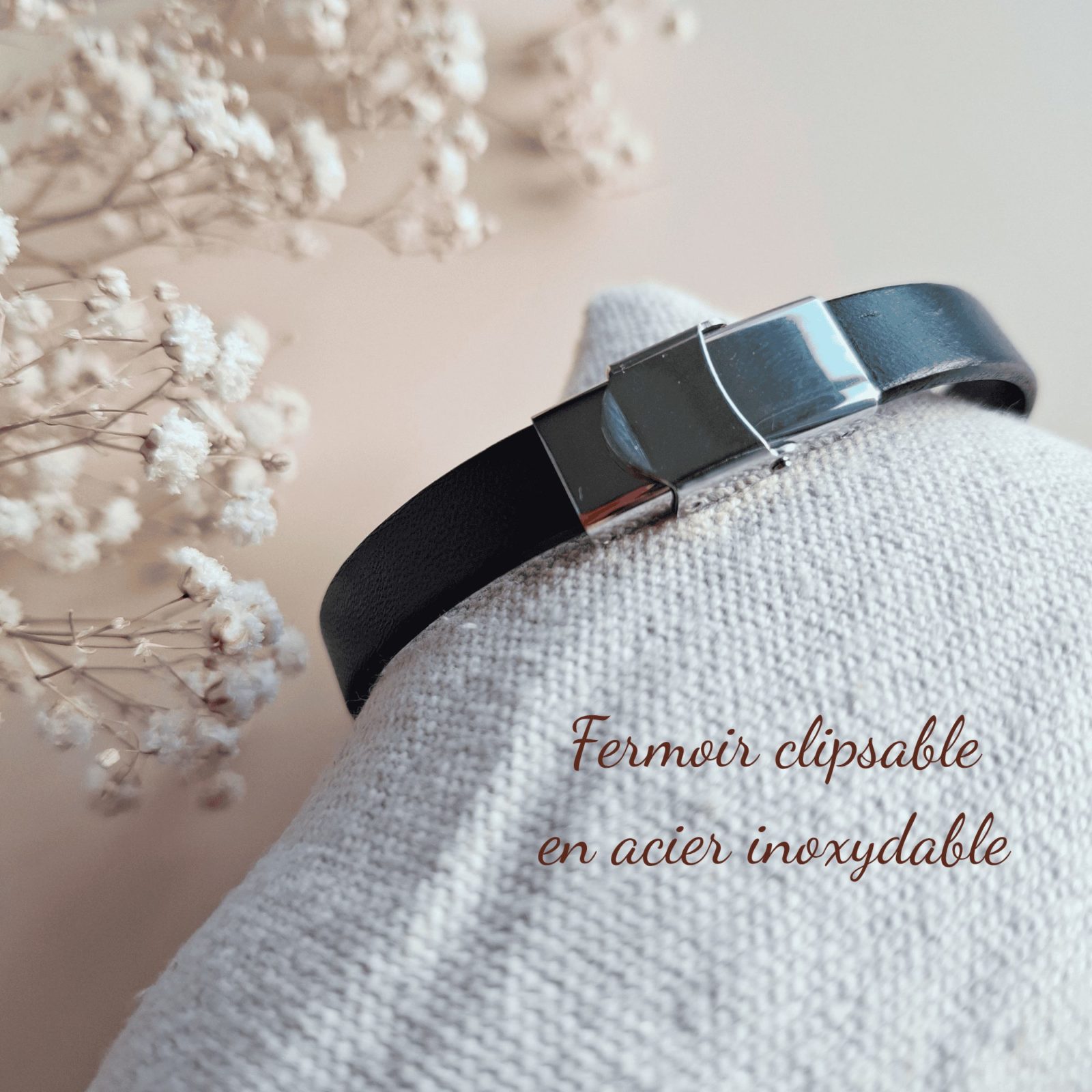 Fermoir clipsable bracelet cuir