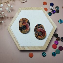 Boucles d'oreilles géométriques cuir tatoué